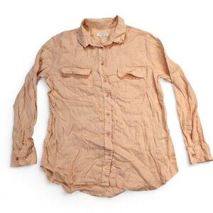 Equipment Linen Button-Down Shirt L Peach Chest Pockets